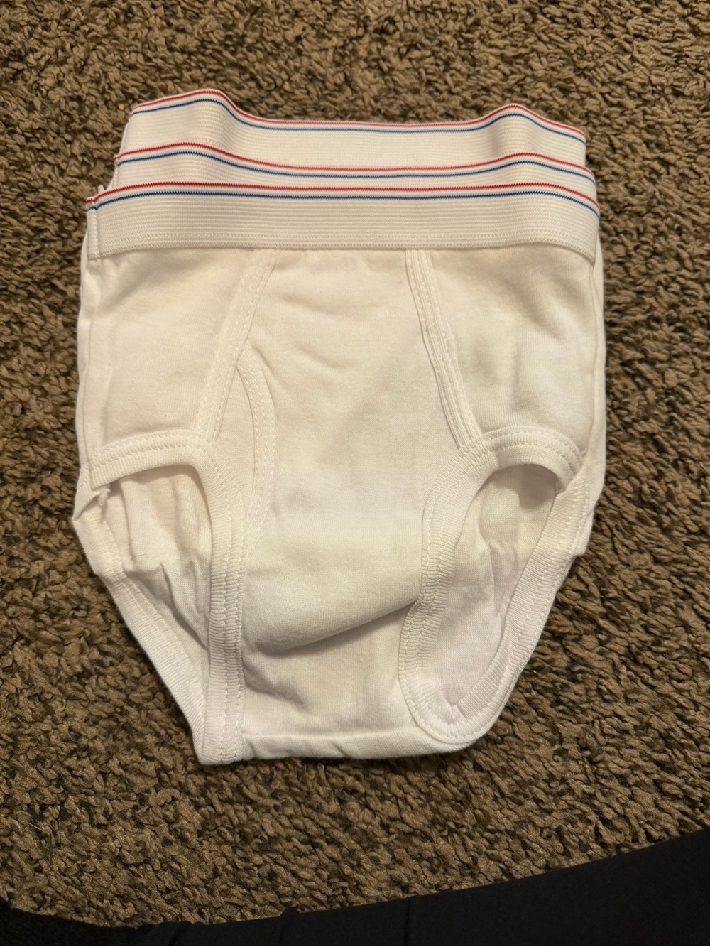 Toddler White Training Underwear with Striped Waistband 3